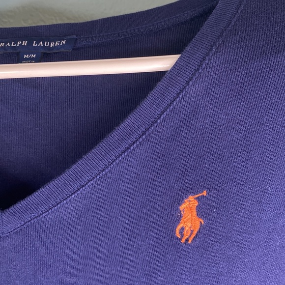 Ralph Lauren Long Sleeve women’s size M shirt. Navy Blue/orange logo - Picture 2 of 3